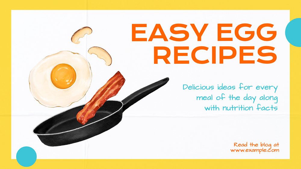 Easy egg recipes blog banner template, editable text