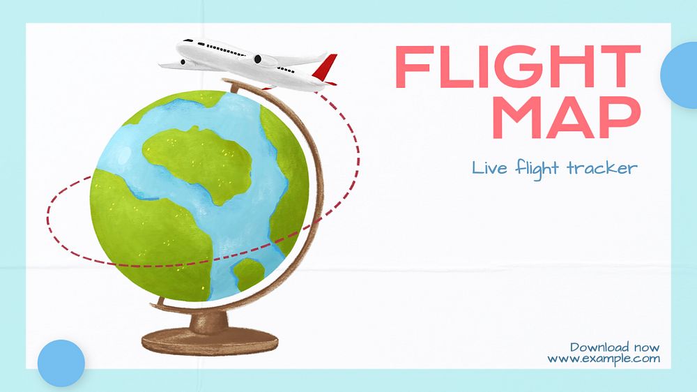 Flight map blog banner template, editable text