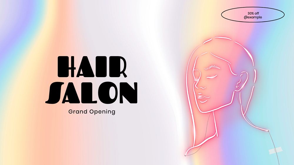 Hair salon sale blog banner template, editable text