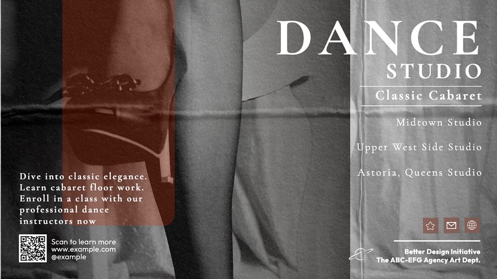 Dance studio blog banner template, editable text