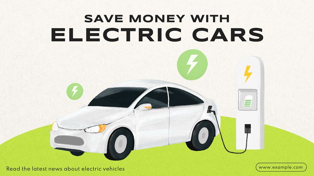 Electric cars, EV  blog banner template, editable text