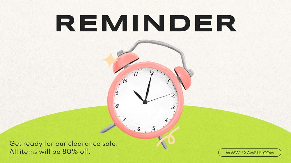 Sale reminder blog banner template, editable text