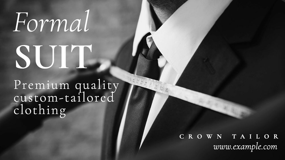 Formal suit blog banner template, editable text