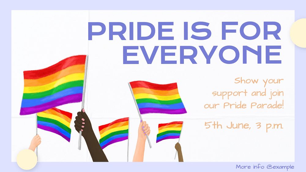 Pride parade blog banner template, editable text