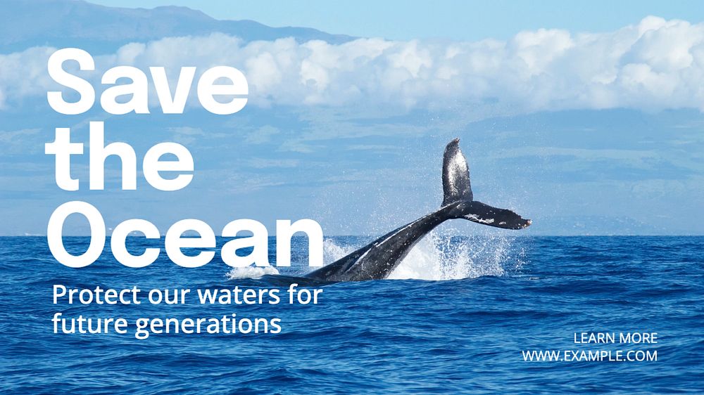 Save the ocean  blog banner template, editable text