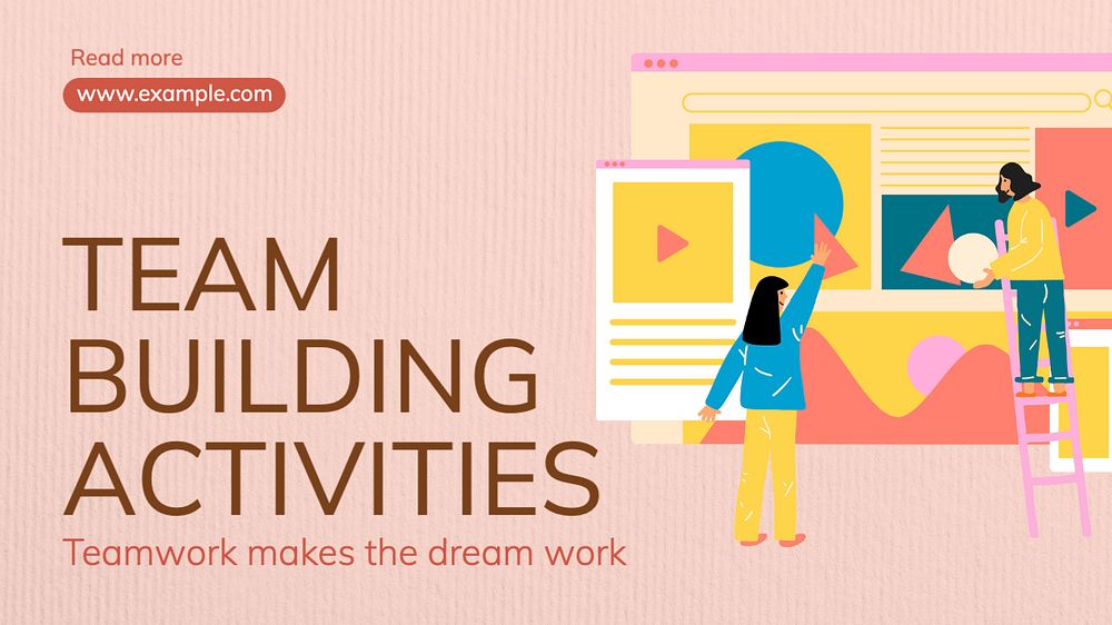 Team building work  blog banner template, editable text