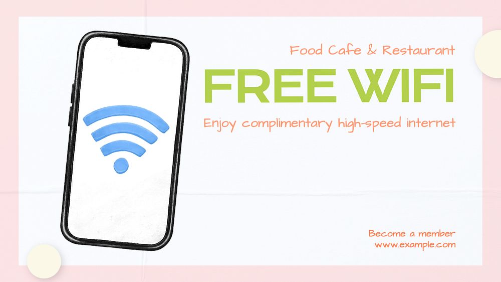 Free wifi blog banner template, editable text