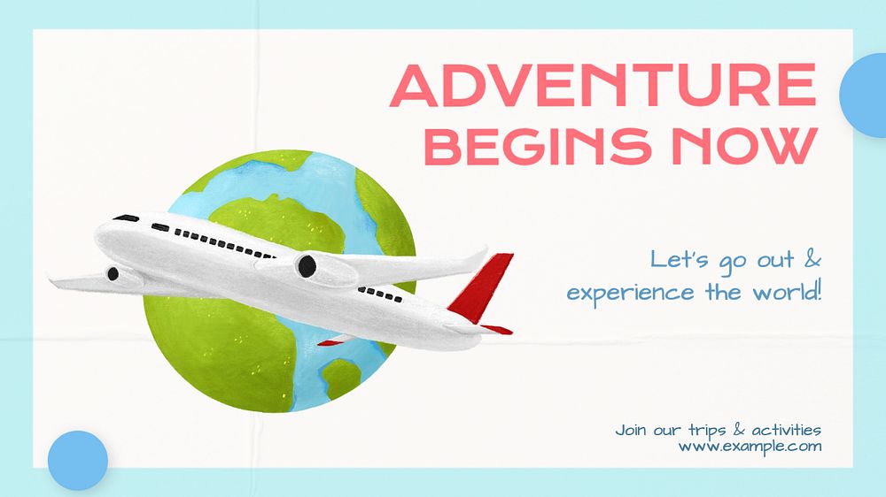 Adventure & travel blog banner template, editable text