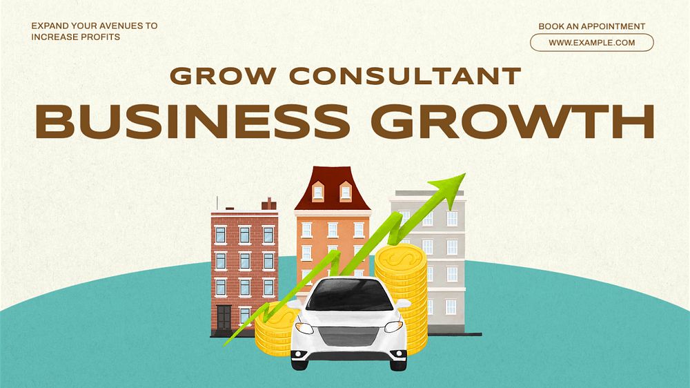 Business growth blog banner template, editable text