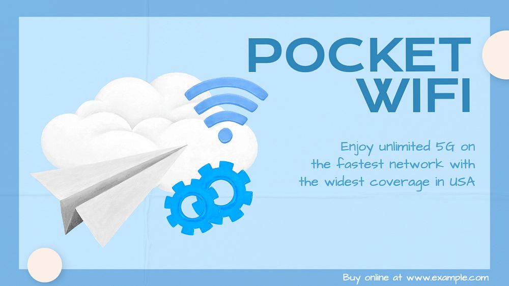 Pocket wifi blog banner template, editable text