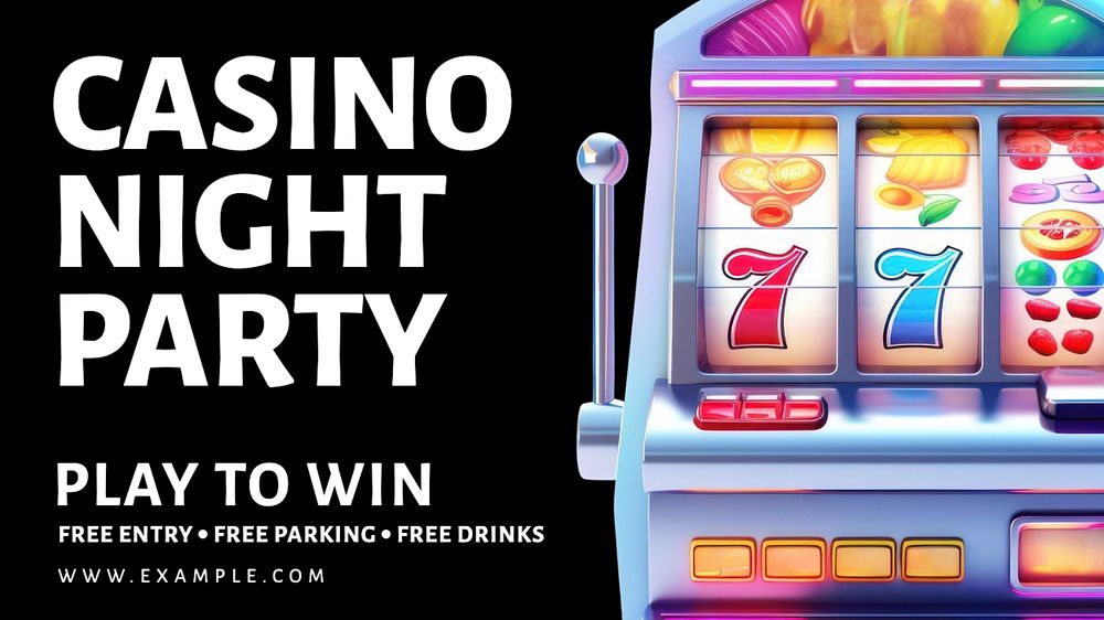 Casino night party blog banner template, editable text