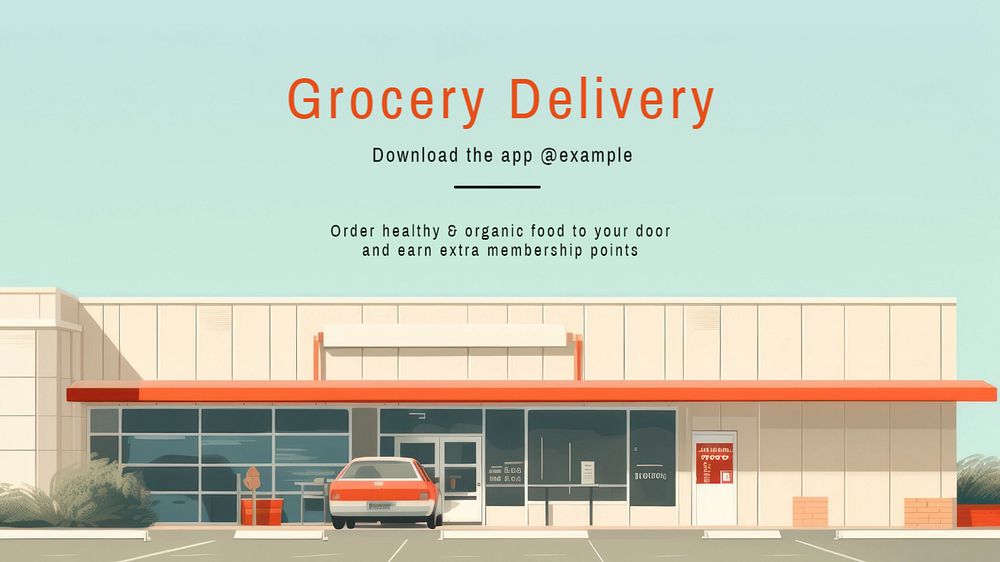 Grocery delivery blog banner template, editable text