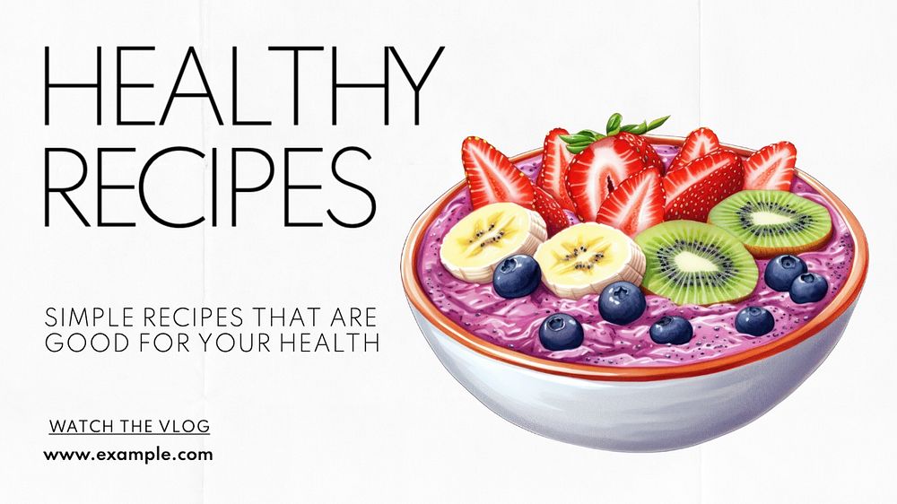 Healthy recipes blog banner template, editable text