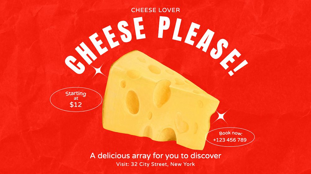 Cheese blog banner template, editable text