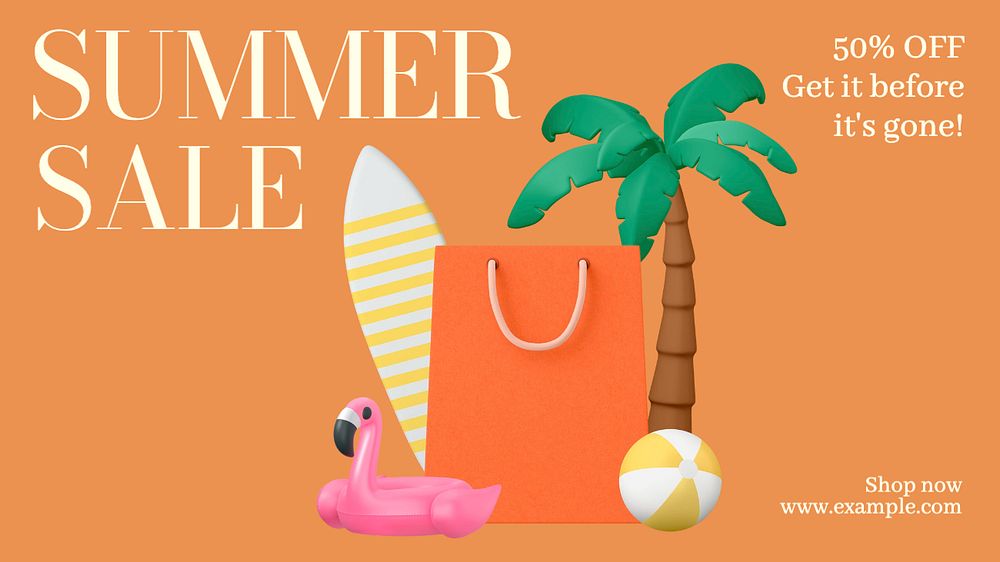 Summer sale blog banner template, editable text