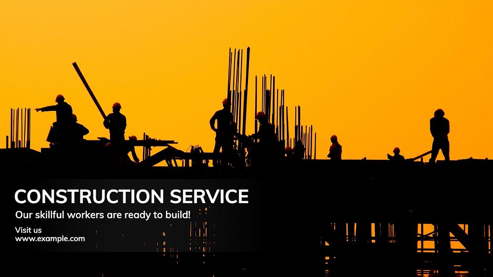 Construction service blog banner template, editable text