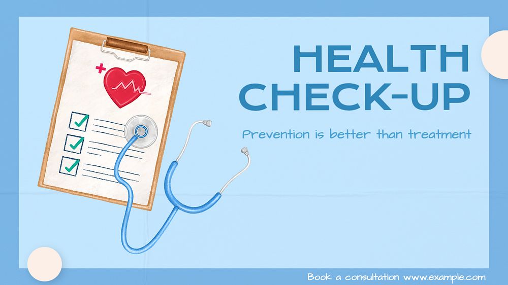 Health check-up blog banner template, editable text