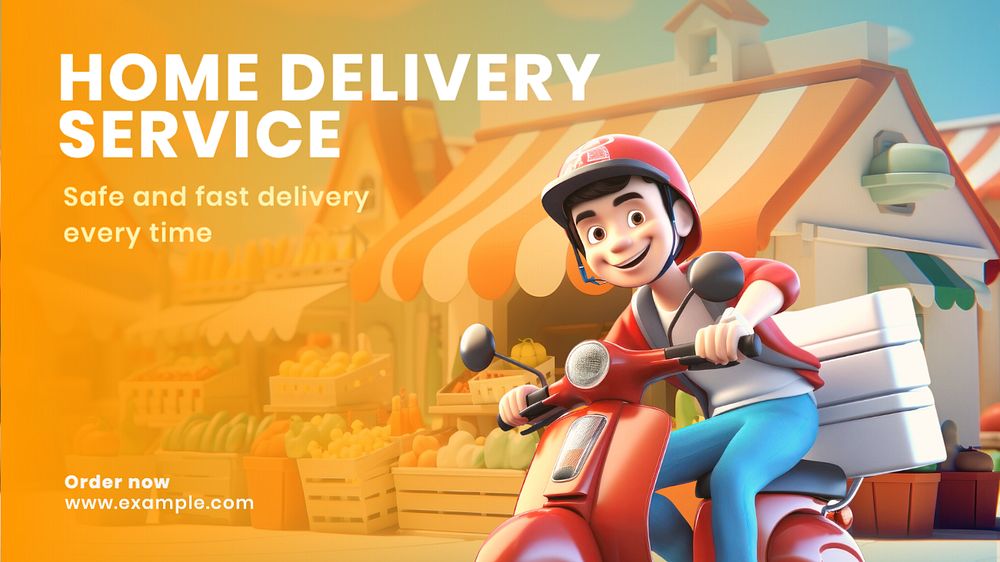 Delivery service blog banner template, editable text