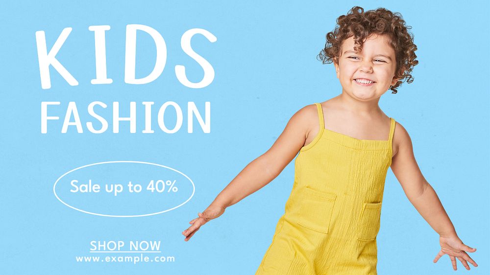 Kids fashion blog banner template, editable text