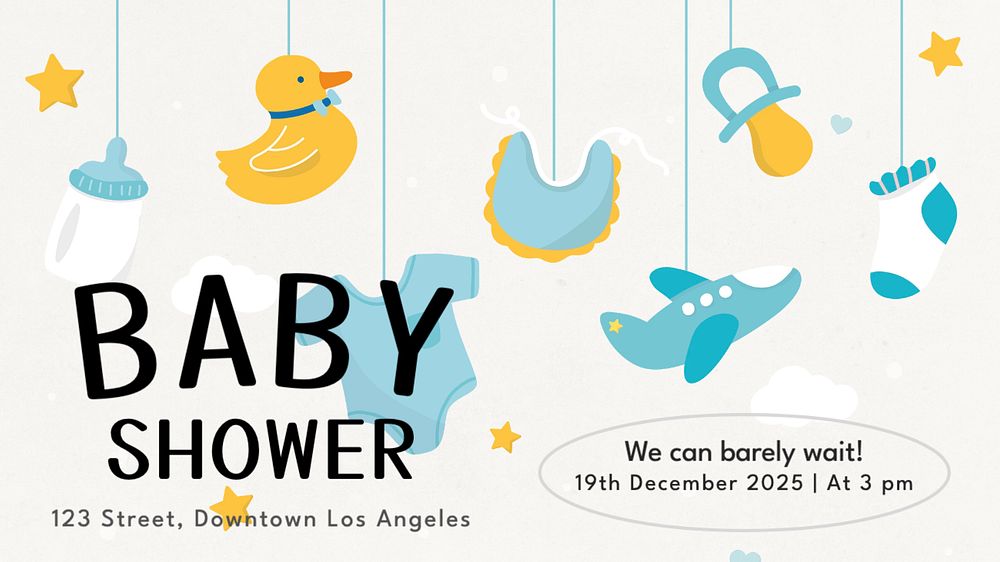 Baby shower blog banner template, editable text