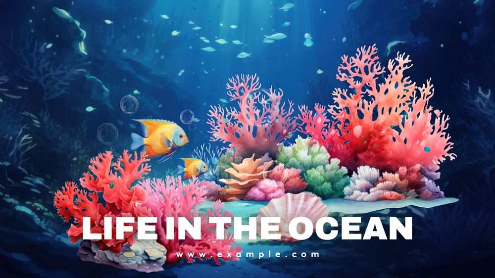 Ocean life blog banner template, editable text