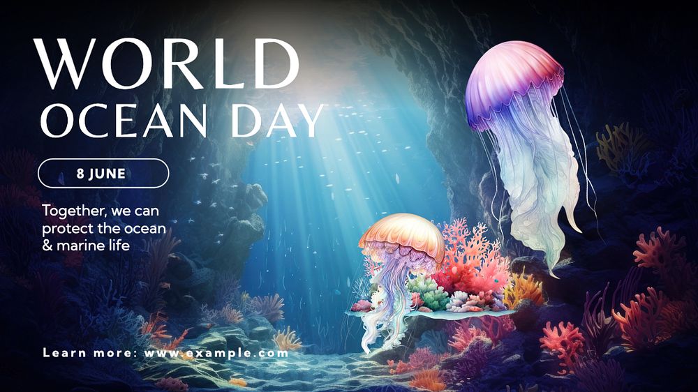 World ocean day blog banner template, editable text