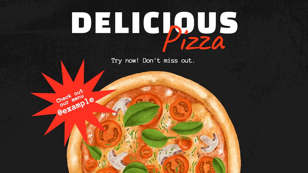 Pizza & restaurant blog banner template, editable text