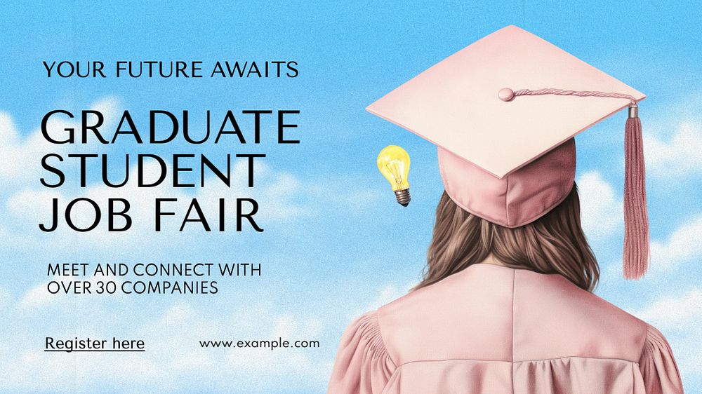 Graduate job fair blog banner template, editable text