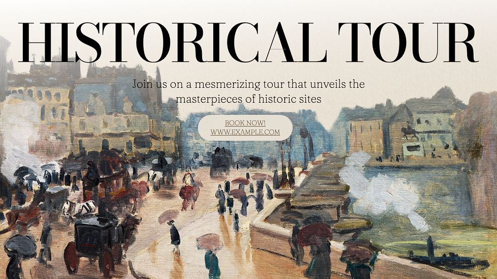 Historical tour blog banner template, editable text