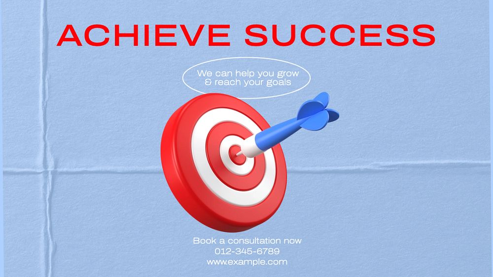 Achieve success blog banner template, editable text