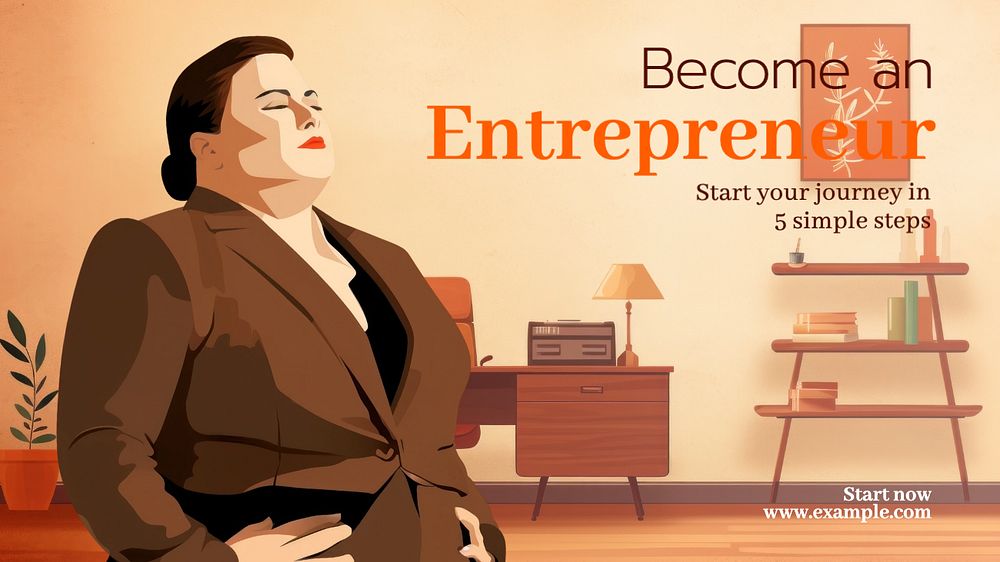 Become an entrepreneur  blog banner template, editable text