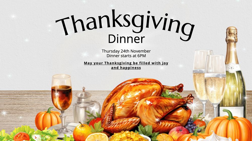 Thanksgiving dinner party  blog banner template, editable text