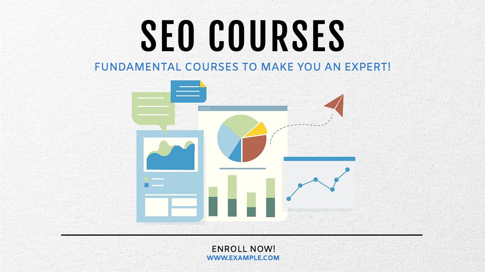 SEO courses blog banner template, editable text