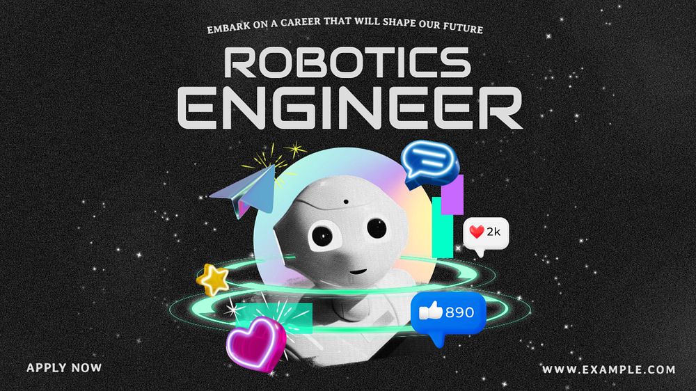 Robotics engineer blog banner template, editable text