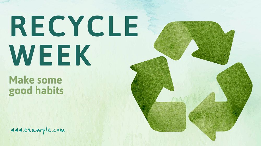 Recycle week blog banner template, editable text