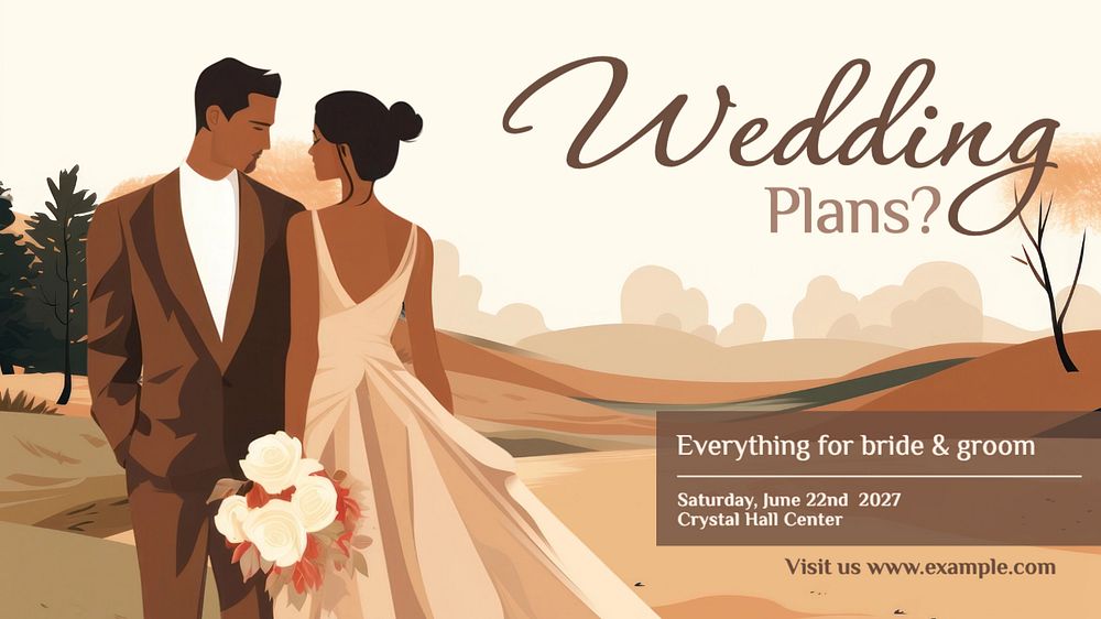 Wedding plans  blog banner template, editable text