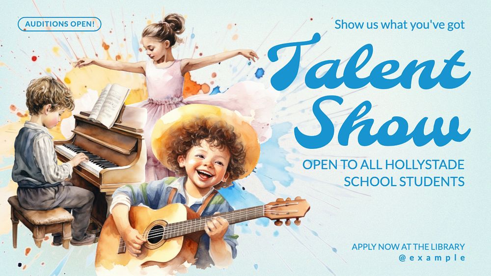 Talent show blog banner template, editable text