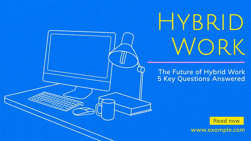 Hybrid work blog banner template, editable text