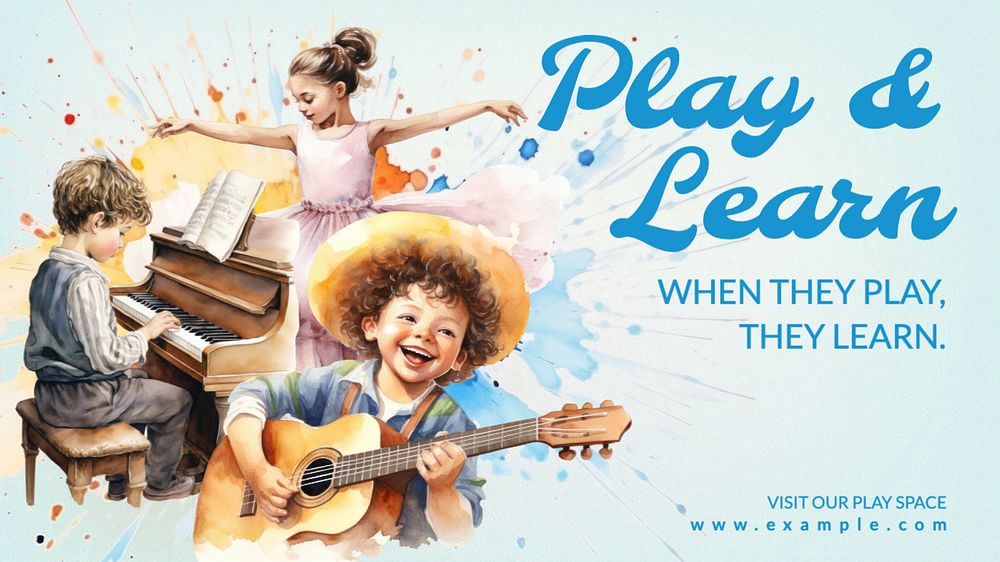 Play & learn blog banner template, editable text