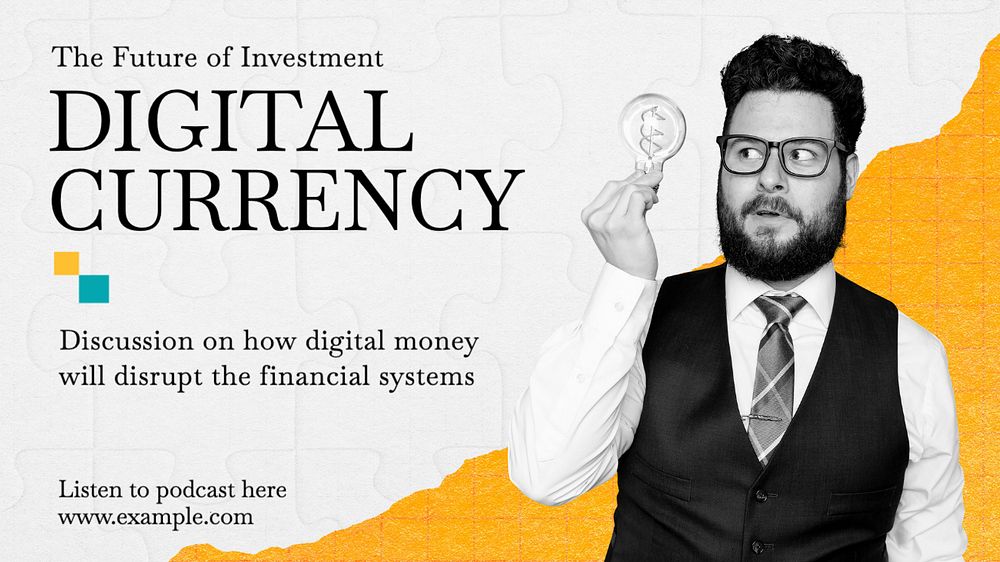 Digital currency blog banner template, editable text