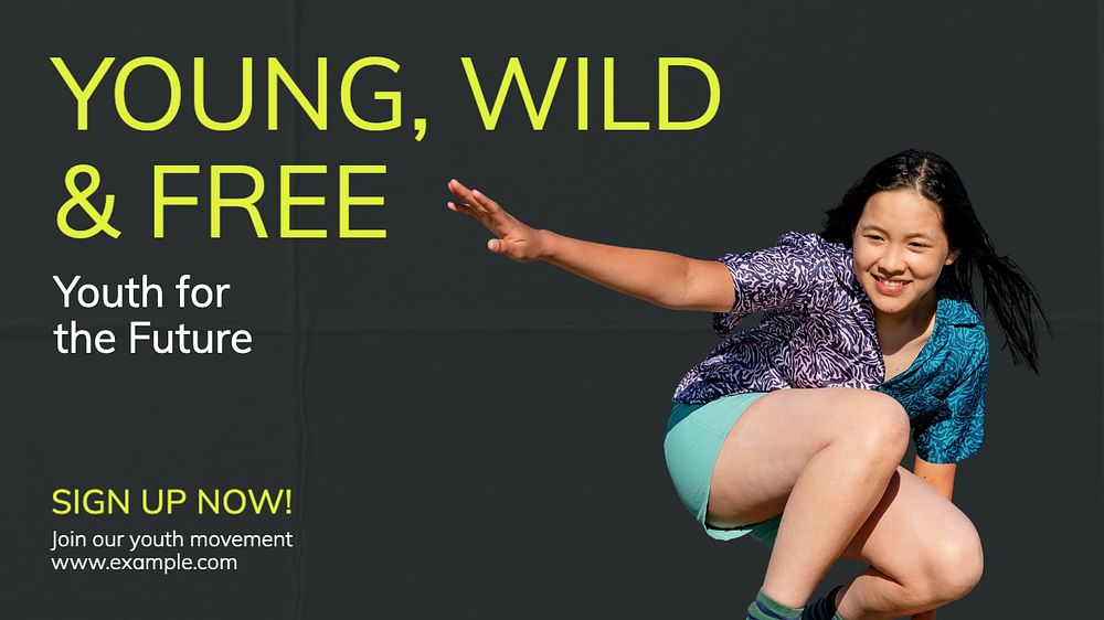 Young wild & free blog banner template, editable text