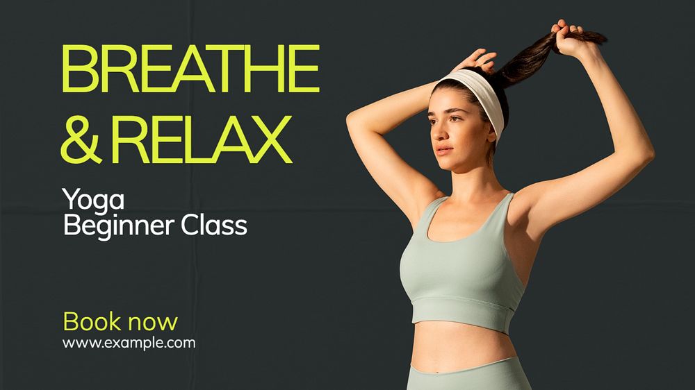 Breathe & relax, yoga blog banner template, editable text