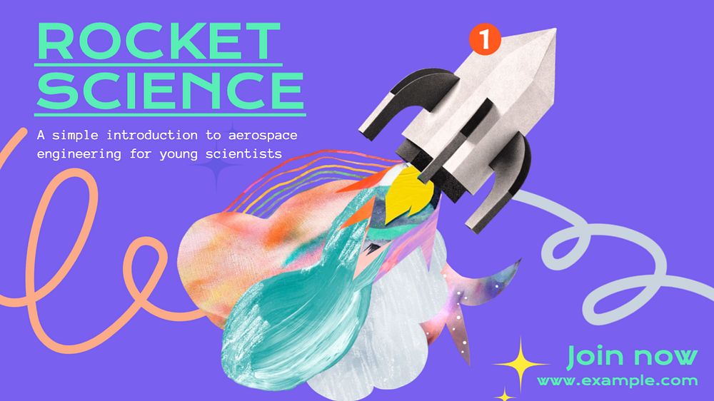 Rocket science blog banner template, editable text