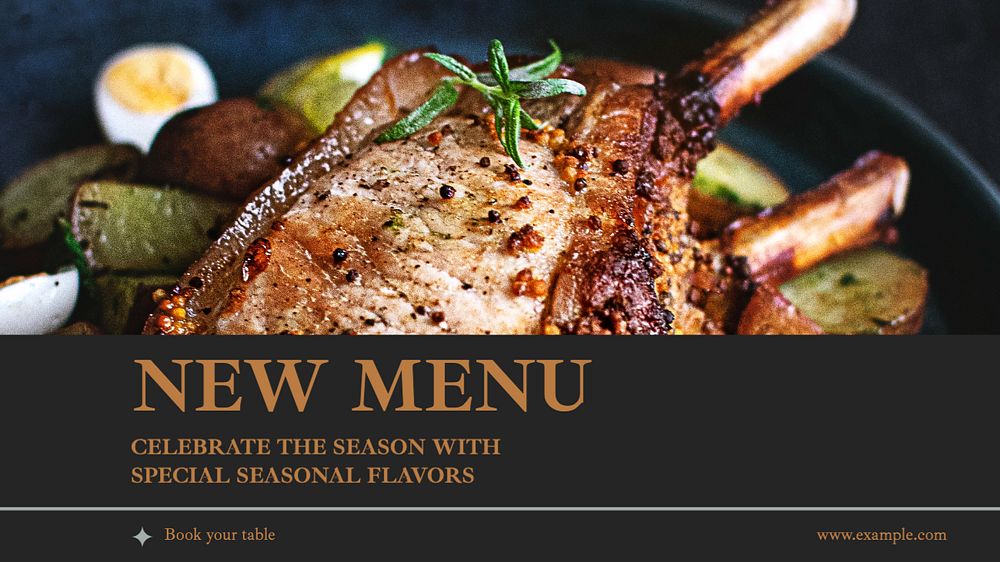 New menu blog banner template, editable text