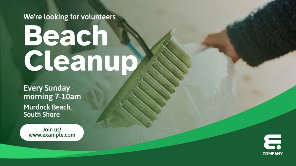 Beach cleanup blog banner template, editable text