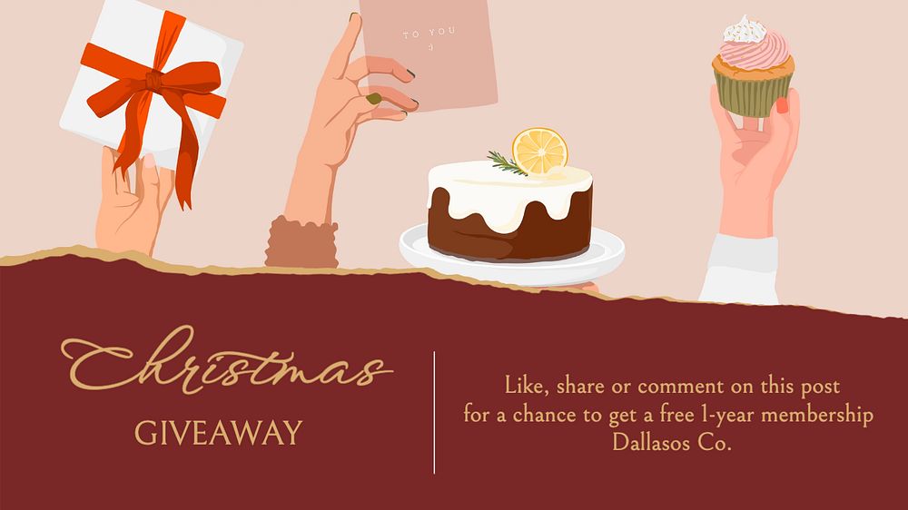 Christmas giveaway blog banner template, editable text