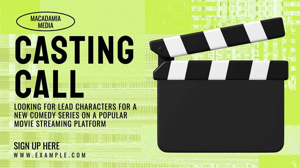 Casting call blog banner template, editable text