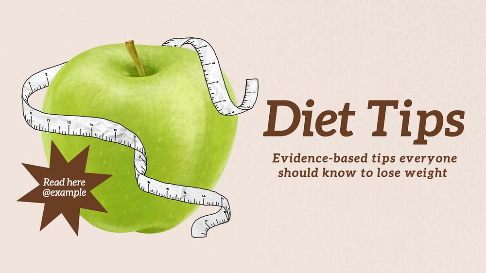 Diet tips blog banner template, editable text