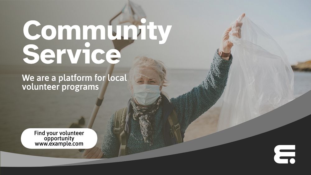 Community service blog banner template, editable text