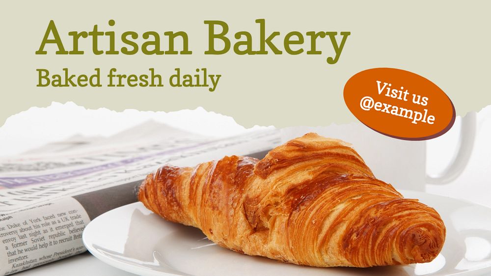 Artisan bakery blog banner template, editable text